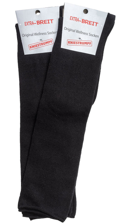 Chaussettes bien-être au genou EXTRA LARGES noires 2 paires jusqu'à la taille 50 (6457)