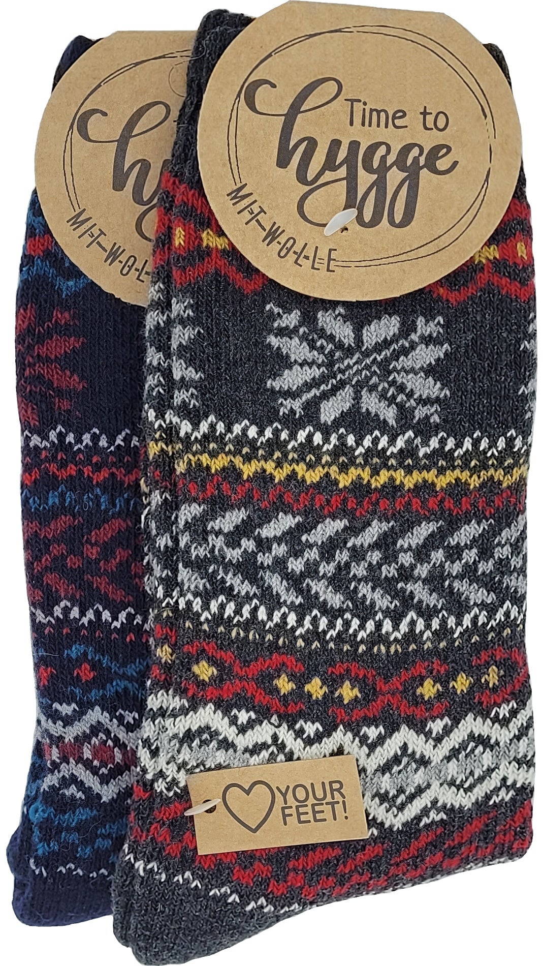 Hygge sokken met wol voor tieners, dames en heren 2 paar (6536)