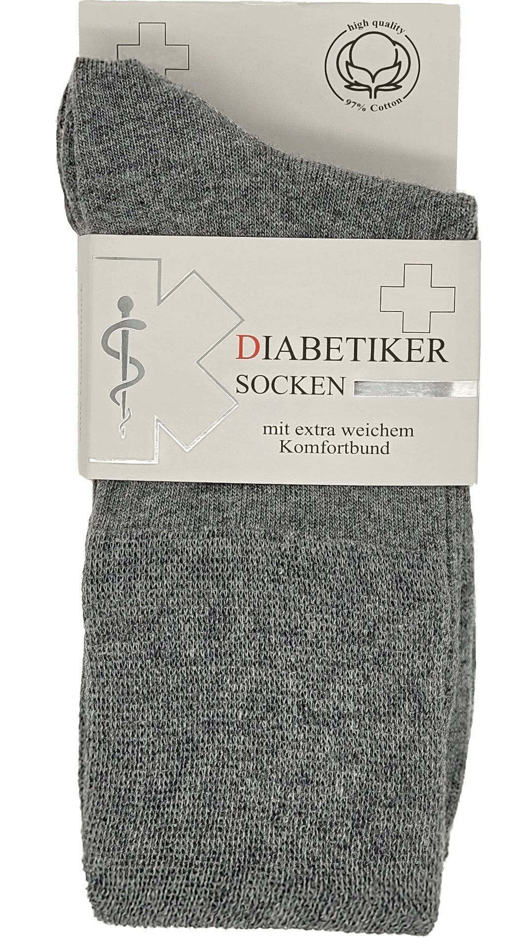 Chaussettes diabétiques ceinture EXTRA large 97% coton 3 paires jusqu'à la taille 54