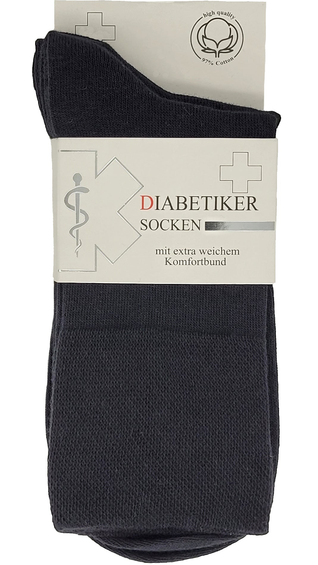Chaussettes diabétiques ceinture EXTRA large 97% coton 3 paires jusqu'à la taille 54