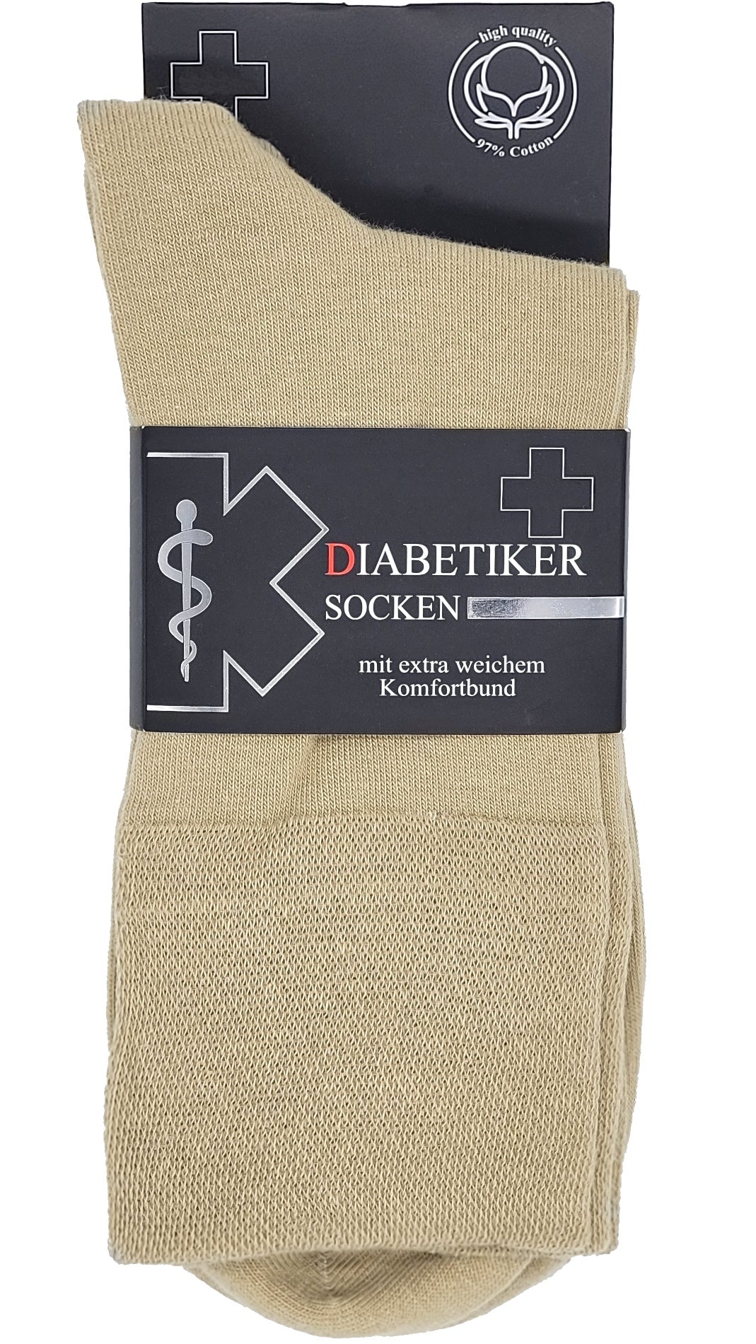 Chaussettes diabétiques ceinture EXTRA large 97% coton 3 paires jusqu'à la taille 54