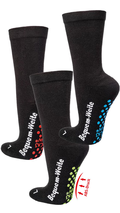 Health Socks ABS Terry Sole EXTRA WIDE Wellness Zwart 2 paar tot maat 50 (2261)