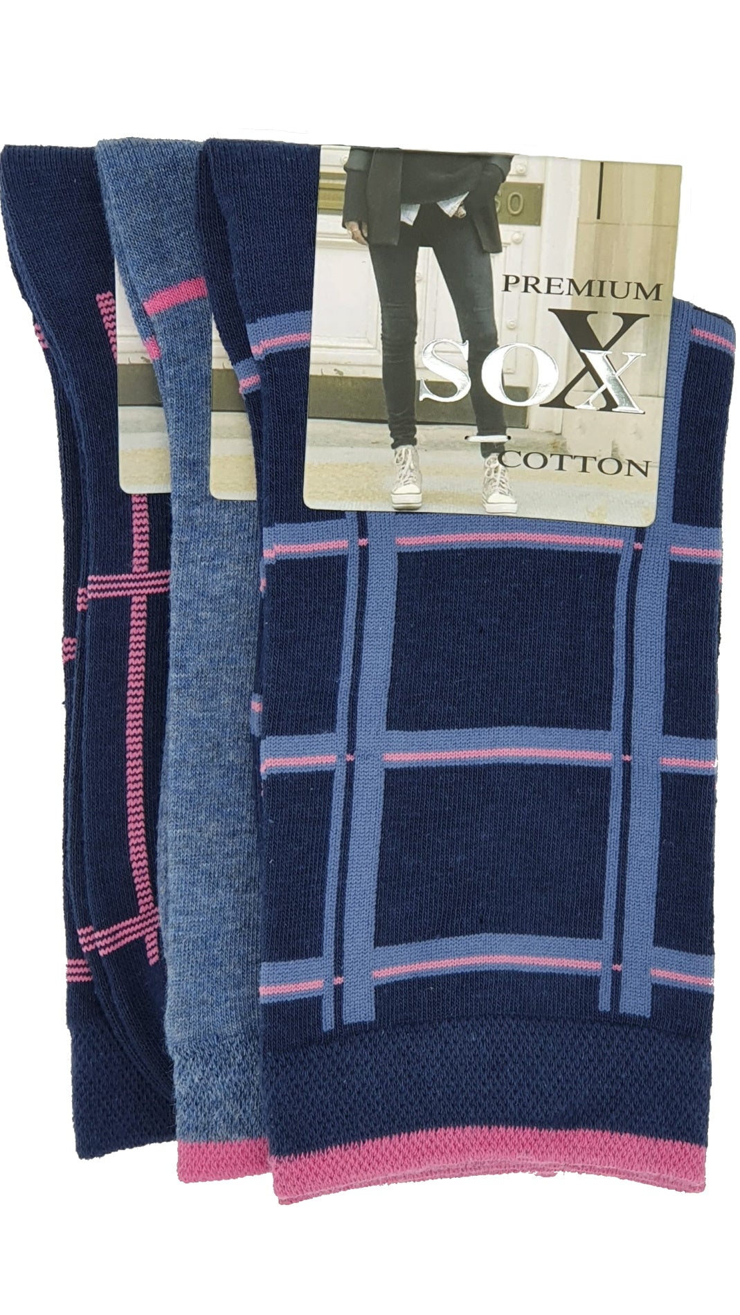 Damen Socken Karo 3 Paar (34395)