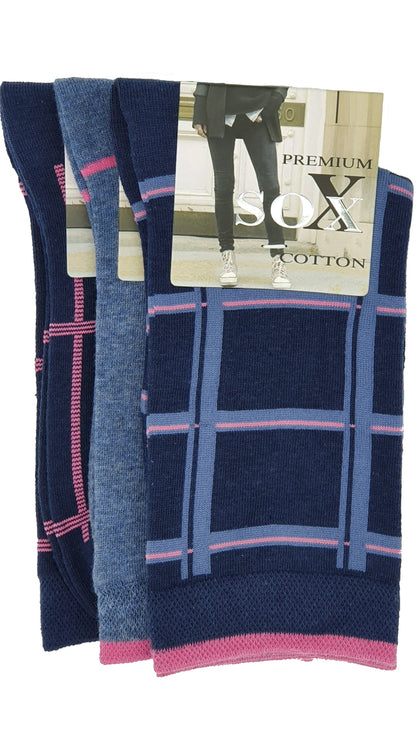 Damen Socken Karo 3 Paar (34395)