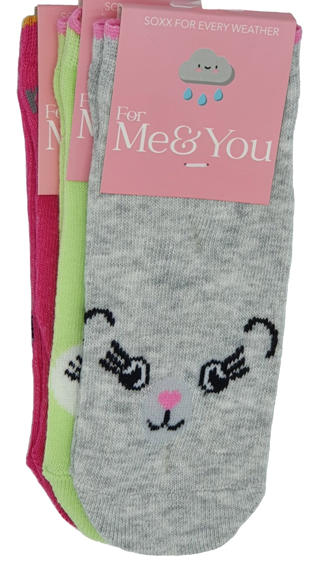 Maat kindersneakers 23-38 Dierengezichten 3 paren (56253)